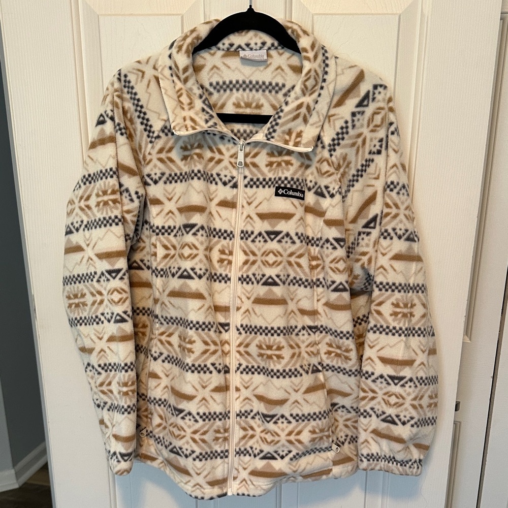 Columbia Women's Geometric Fleece Jacket - Cream and Brown
